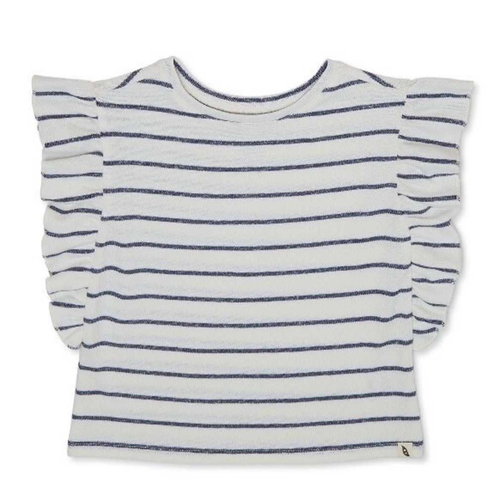 easy-peasy Toddler Girl Knit Ruffle Tee 18 Months New with Tags Organic Blue